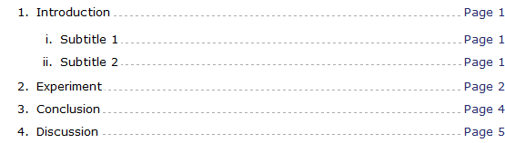 CSS Table of Contents